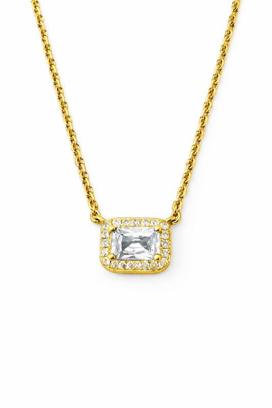 Κολιέ 925 Ορθογώνια Ζιργκόν Πέτρα