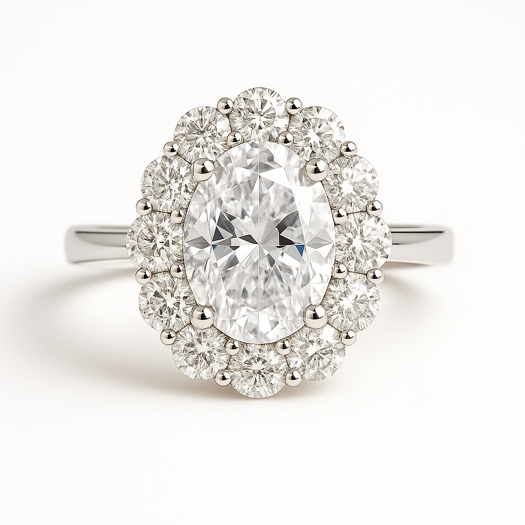 Δαχτυλίδι 925 Οβάλ Ροζέτα με Zιργκόν Πέτρες