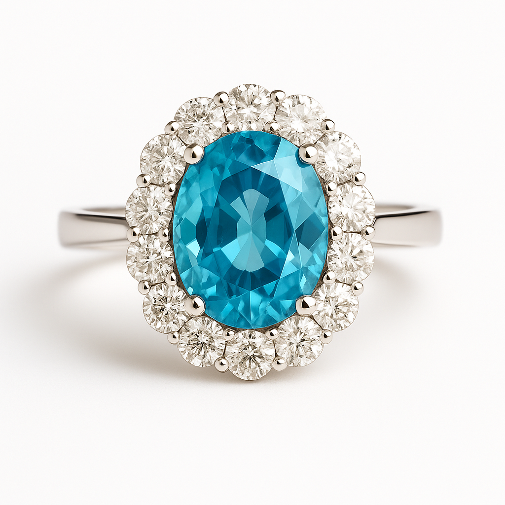 Δαχτυλίδι 925 Οβάλ Ροζέτα με Zιργκόν Πέτρες