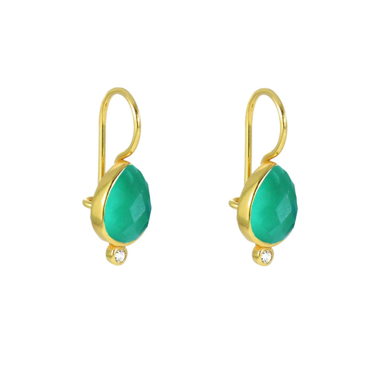 Σκουλαρίκια 925 με Green Onyx Πέτρα