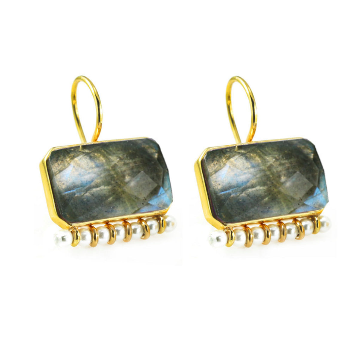 Σκουλαρίκια Κρεμαστά 925  με Ορυκτό  και Μαργαριτάρια