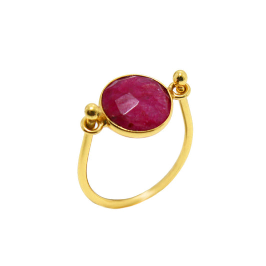 Δαχτυλίδι 925 Επιχρυσωμένο με Ορυκτή Πέτρα Ρουμπίνι