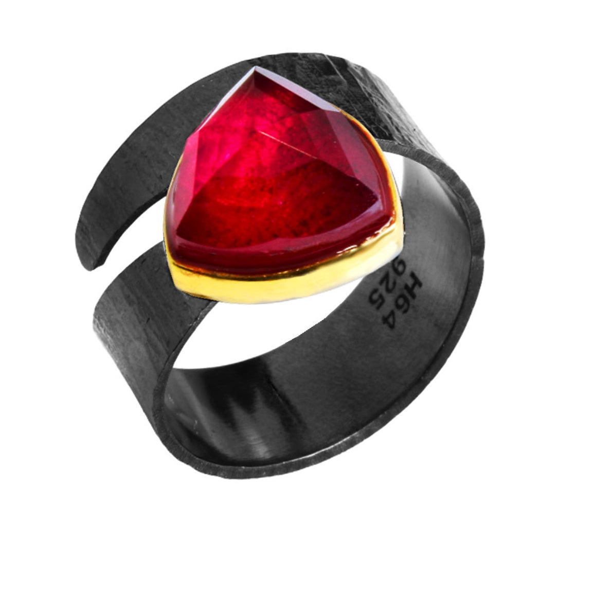 Δαχτυλίδι 925 Μαύρο Ρόδιο με Ορυκτή Πέτρα