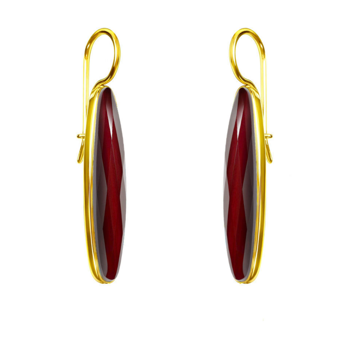 Μακρυά Σκουλαρίκια 925 Επιχρυσωμένα με Ορυκτή Πέτρα