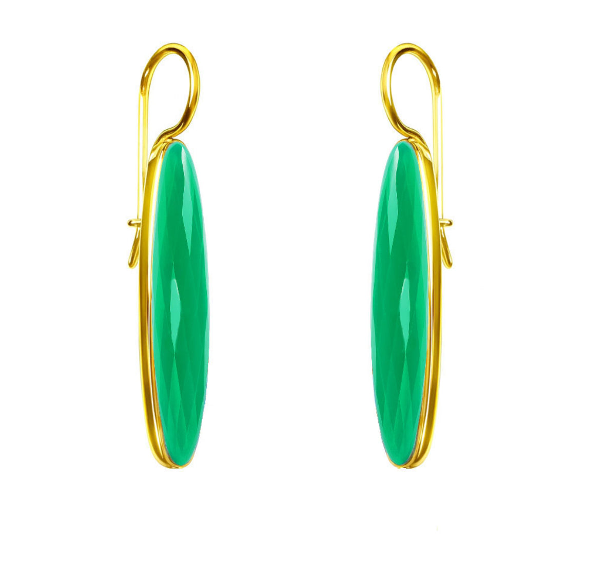 Μακρυά Σκουλαρίκια 925 Επιχρυσωμένα με Ορυκτή Πέτρα