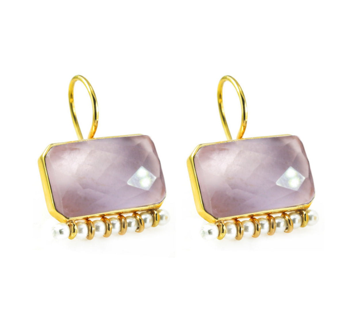 Σκουλαρίκια Κρεμαστά 925  με Ορυκτό  και Μαργαριτάρια