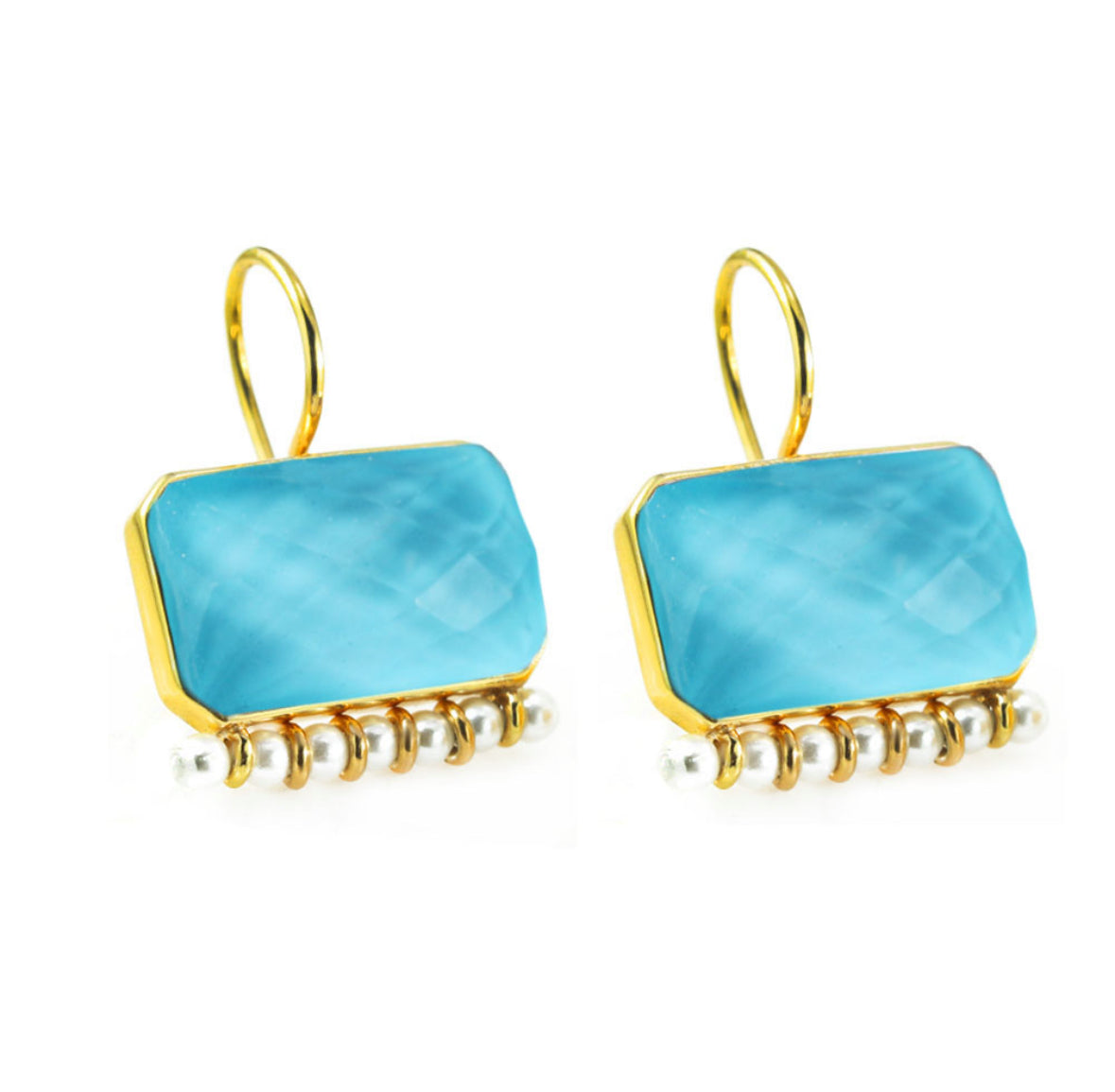 Σκουλαρίκια Κρεμαστά 925  με Ορυκτό  και Μαργαριτάρια