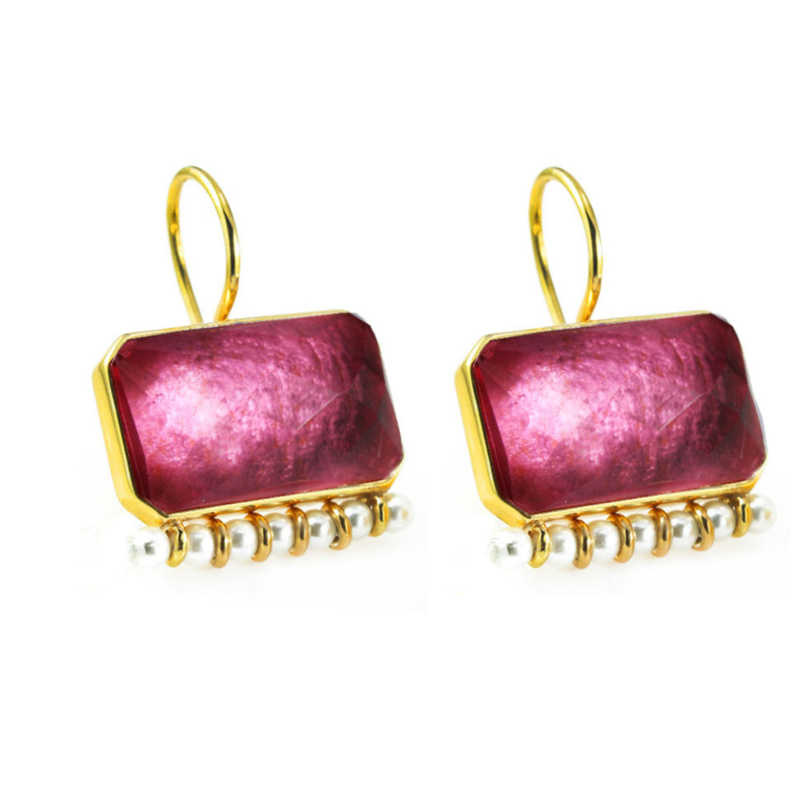 Σκουλαρίκια Κρεμαστά 925  με Ορυκτό  και Μαργαριτάρια