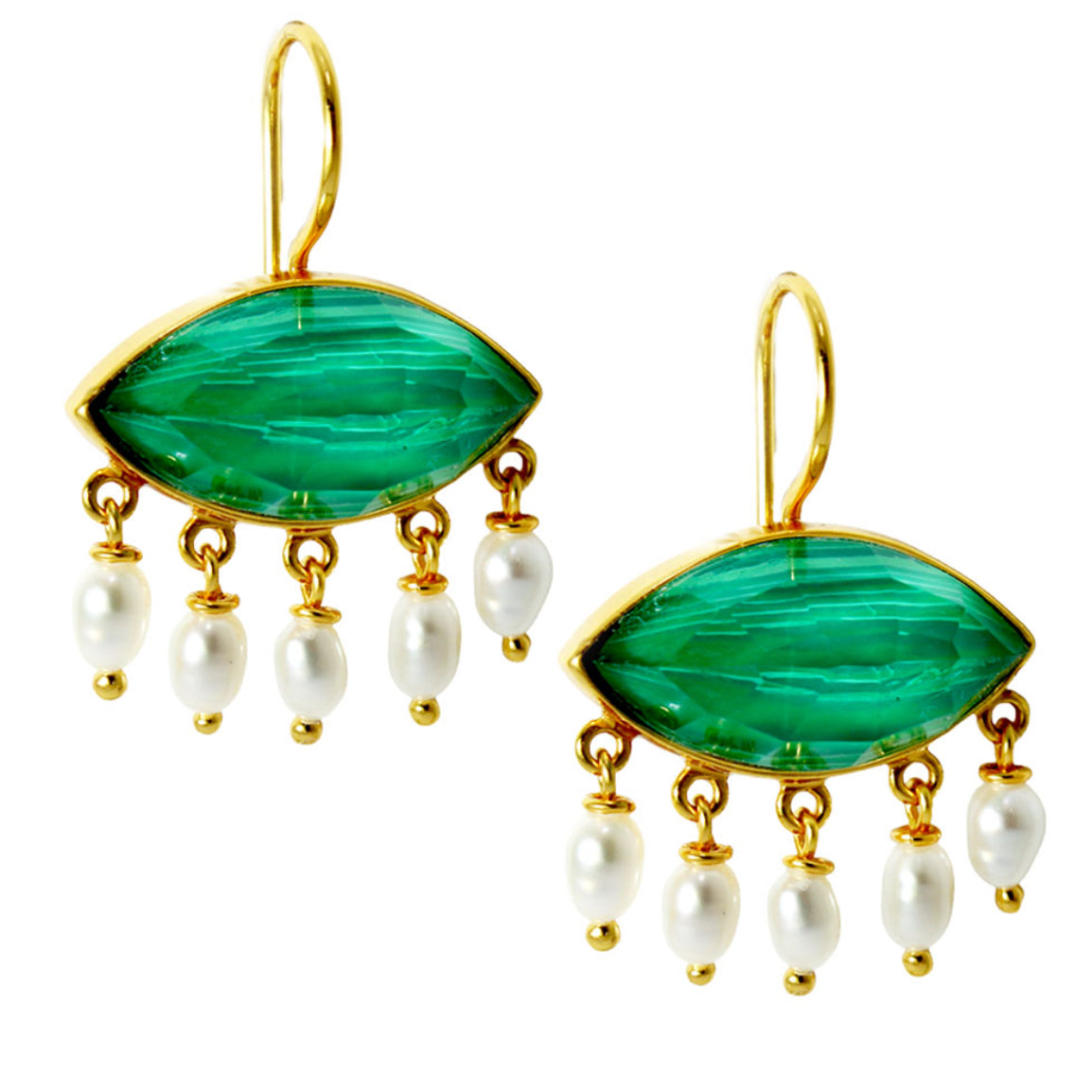 Σκουλαρίκια Κρεμαστά 925 με Ορυκτή Πέτρα και Μαργαριτάρια