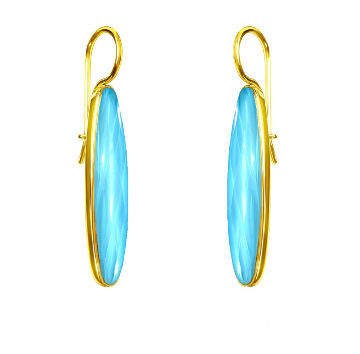 Μακρυά Σκουλαρίκια 925 Επιχρυσωμένα με Ορυκτή Πέτρα