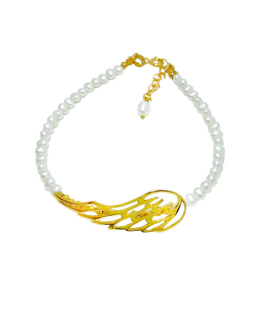 Βραχιόλι 925 με Φτερό και Μαργαριτάρια