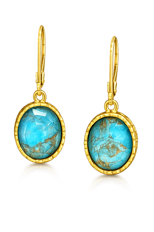 Σκουλαρίκια Ασημένια Επιχρυσωμένα με Copper Turquoise | Ano Jewelry