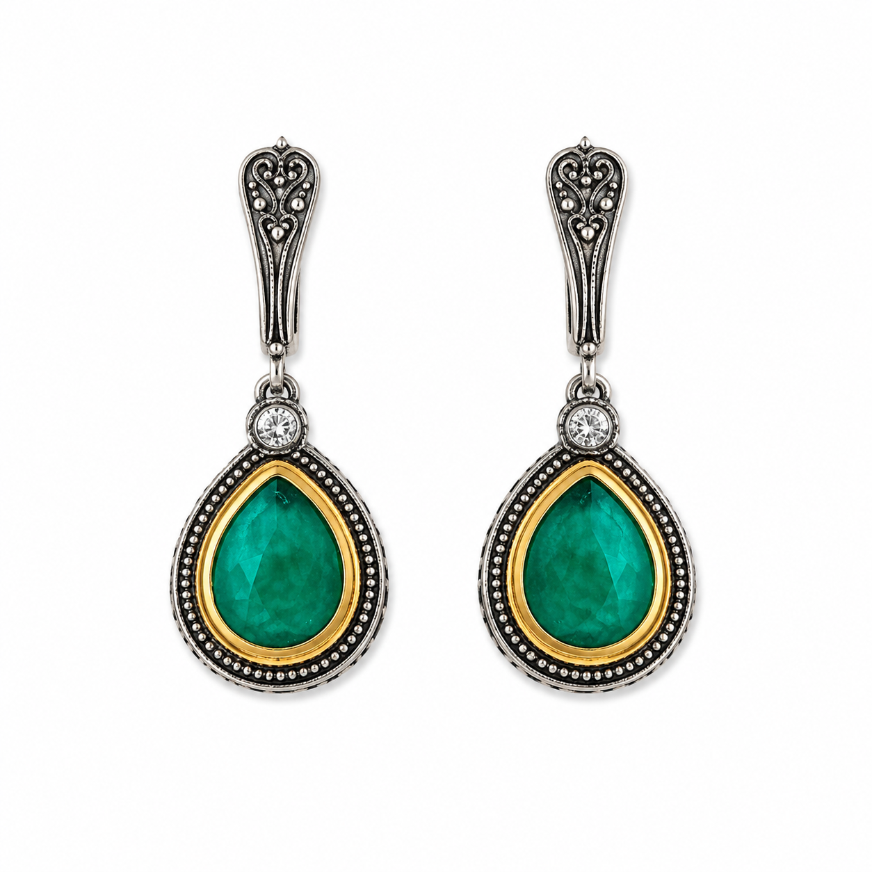 Εντυπωσιακά Σκουλαρίκια 925 Αντικέ με Πέτρα Jade - Anastasios Creations