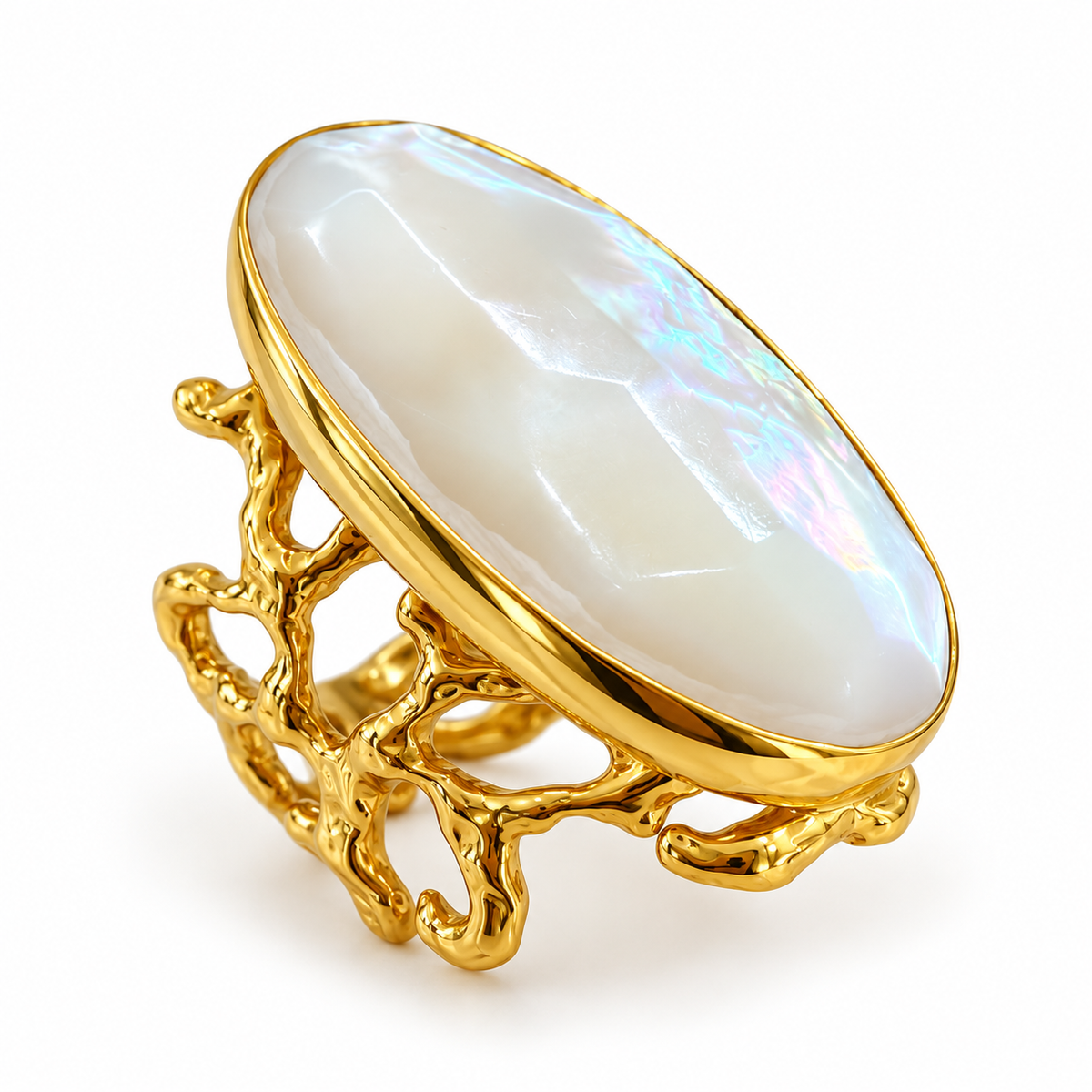Χειροποίητο Δαχτυλίδι 925 με πέτρα Mother of Pearl-Ano Jewelry