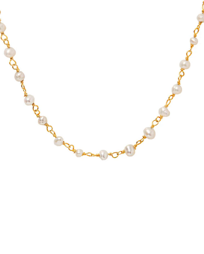 Επιχρυσωμένο Κολιέ από Ασήμι 925 με  Μαργαριταρακια – Διακριτικό Χειροποίητο Κόσμημα