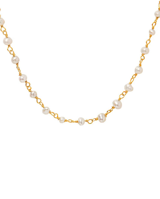 Επιχρυσωμένο Κολιέ από Ασήμι 925 με  Μαργαριταρακια – Διακριτικό Χειροποίητο Κόσμημα