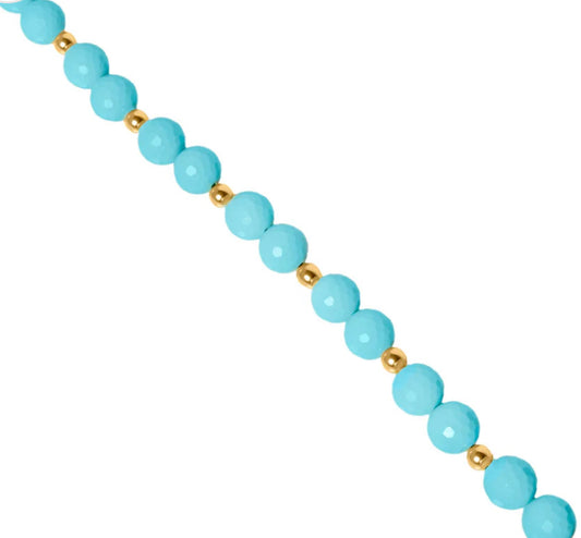 Βραχιόλι με Τιρκουάζ Χάντρες και Ασημένιες επίχρυσες Λεπτομέρειες