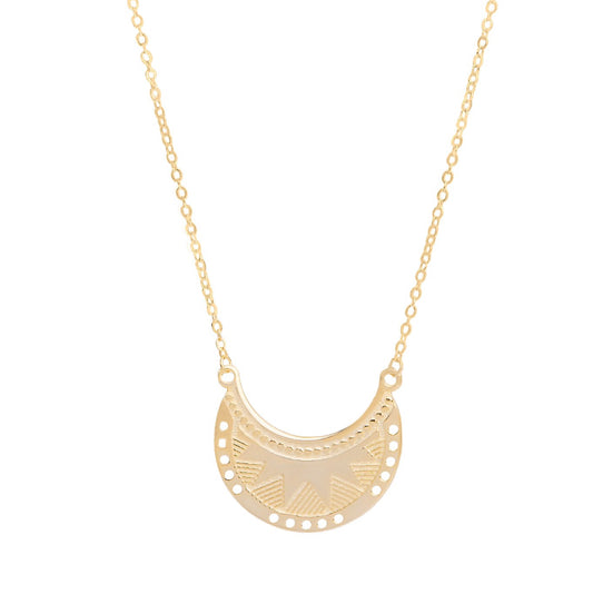 Επιχρυσωμένο Κολιέ από Ασήμι 925 με Έθνικ Σχέδιο Ημικυκλίου