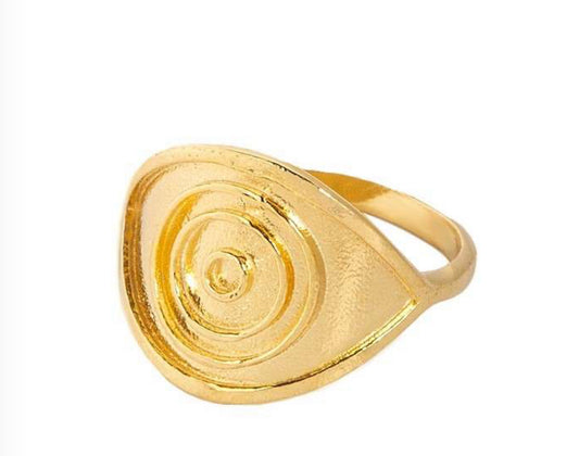 Ασημένιο Επιχρυσωμένο 925 Δαχτυλίδι Ματάκι με Ανάγλυφο Σχέδιο