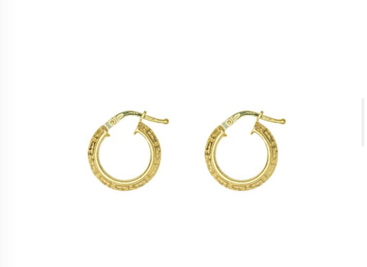 Aσημένια 925 Επιχρυσωμένα Σκουλαρίκια GRECA Κρίκοι Μικροί