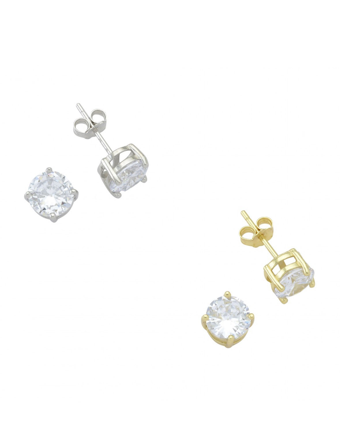 Ασημένια 925 Κλασσικά Καρφωτά Σκουλαρίκια Σολιτέρ