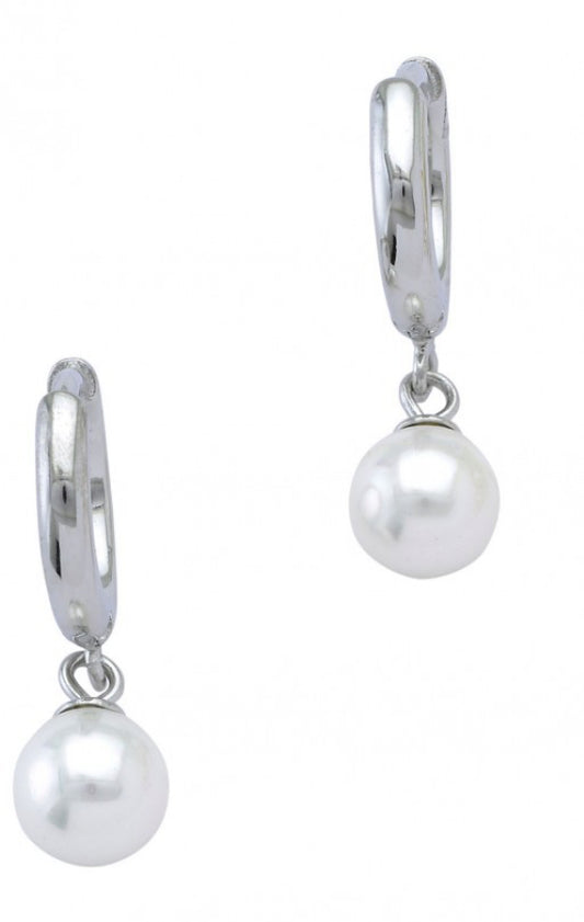 Ασημένια 925 Σκουλαρίκια Κρικοί με Μαργαριτάρι
