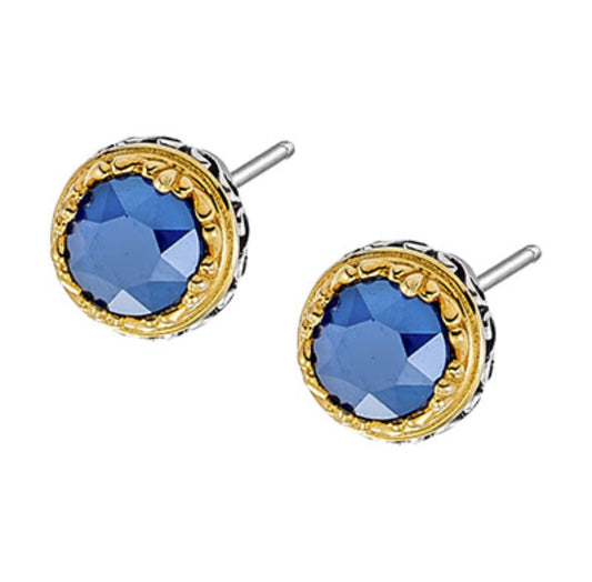 Σκουλαρίκια Καρφωτά 925 με Μπλε Κρύσταλλο – Anastasios Creations