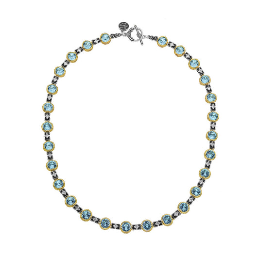 Κολιέ 925 με Γαλάζιους Κρυστάλλους – Anastasios Creations