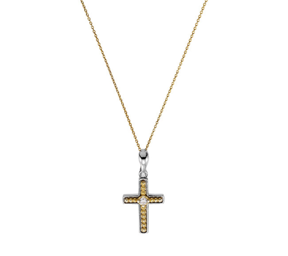 Κολιέ 925 με Σταυρό & Ζιργκόν Δίχρωμο – Anastasios Creations