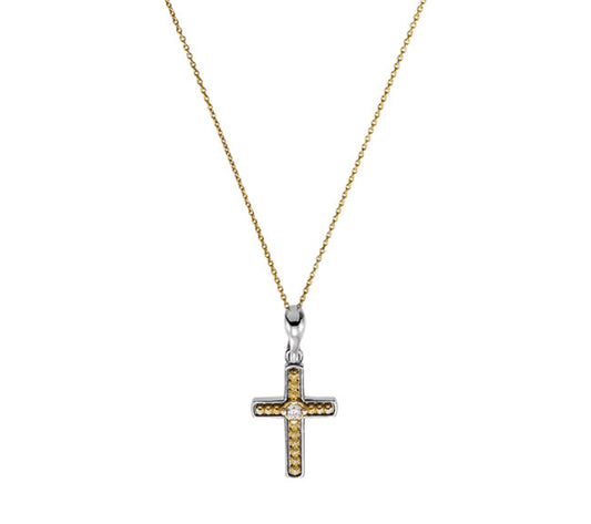 Κολιέ 925 με Σταυρό & Ζιργκόν Δίχρωμο – Anastasios Creations