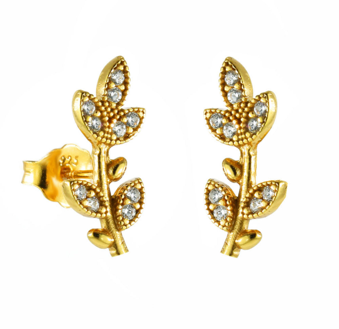 Σκουλαρίκια Κλαδάκια  Καρφωτά  Ασήμι 925 με Ζιργκόν