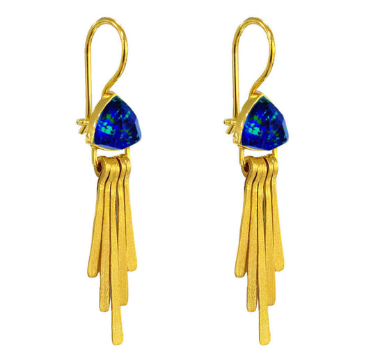 Σκουλαρίκια Κρεμαστά 925 με Ορυκτή Πέτρα