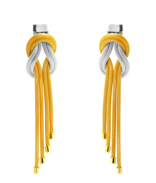 Σκουλαρίκια Κρεμαστά Δίχρωμα 925 με Κόμπο