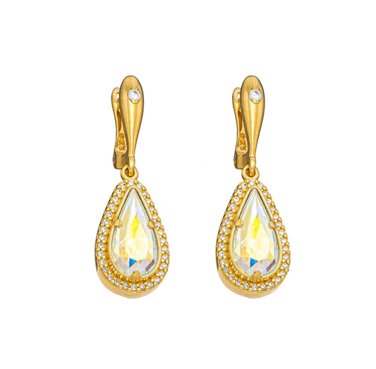 Σκουλαρίκια Δάκρυ 925 με Ιριδίζουσα Πέτρα- Anastasios Creations